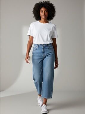 Levi's Premium Denim Light Wash High Rise Ankle Wide-Leg Jeans